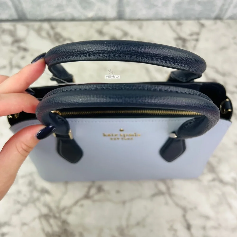 Kate Spade Darcy Colorblock Small Satchel Crossbody In Pale Hydra Blue